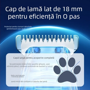 Trimmer electric pentru animale de companie pentru pisici și câini – Material: ABS+ceramică+oțel inoxidabil 301; Zgomot redus cu iluminare