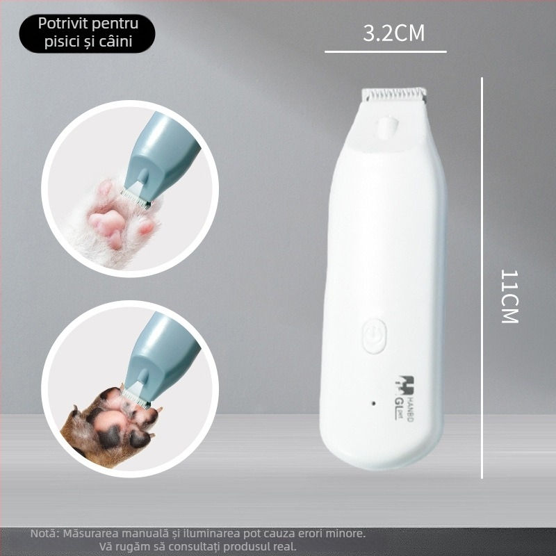 Trimmer electric pentru animale de companie pentru pisici și câini – Material: ABS+ceramică+oțel inoxidabil 301; Zgomot redus cu iluminare
