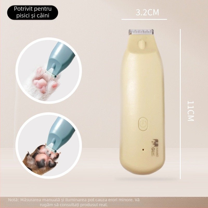 Trimmer electric pentru animale de companie pentru pisici și câini – Material: ABS+ceramică+oțel inoxidabil 301; Zgomot redus cu iluminare