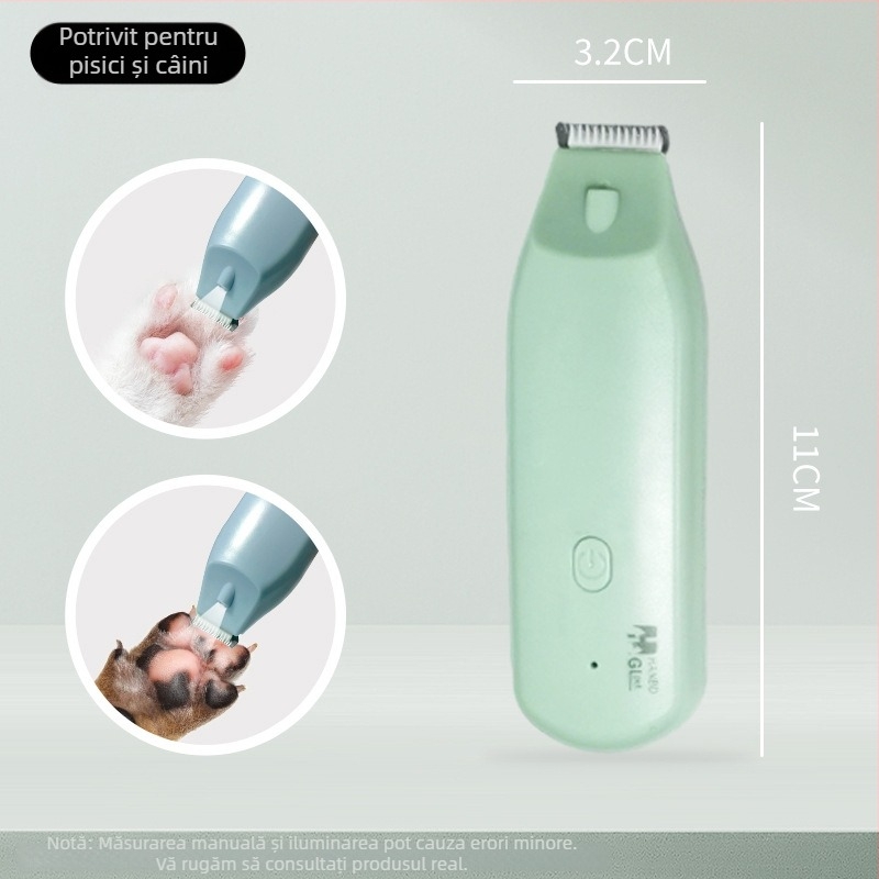 Trimmer electric pentru animale de companie pentru pisici și câini – Material: ABS+ceramică+oțel inoxidabil 301; Zgomot redus cu iluminare