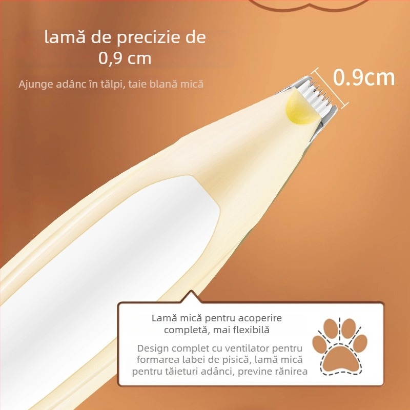 Clipper electric pentru labele pisicilor și câinilor — funcționare silențioasă, tăierea părului pe labe, instrument de îngrijire animale de companie