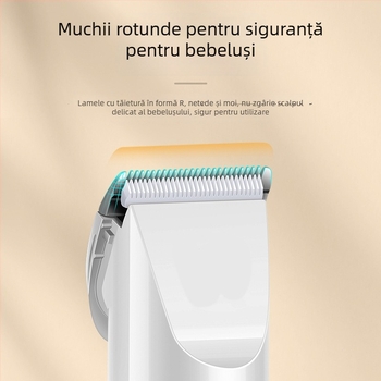 Mașină de tuns părul, alimentare USB, baterie încorporată 1000–1200 mAh, lamă din oțel inoxidabil (demontabilă și lavabilă), zgomot 36–45 dB