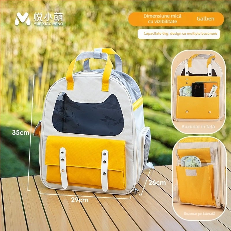 Rucsac pentru animale de companie cu design capsule spațiale, capacitate mare, husă din plastic, duritate medie spre moale