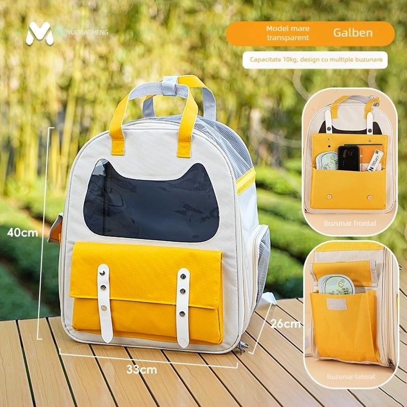 Rucsac pentru animale de companie cu design capsule spațiale, capacitate mare, husă din plastic, duritate medie spre moale