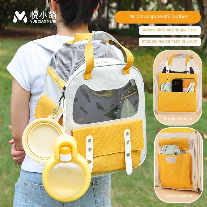 Rucsac pentru animale de companie cu design capsule spațiale, capacitate mare, husă din plastic, duritate medie spre moale