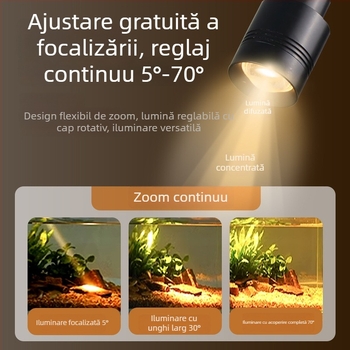 Lampa LED pentru acvariu cu focalizare reglabilă și zoom, aliaj de aluminiu, 3W
