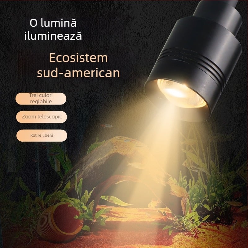 Lampa LED pentru acvariu cu focalizare reglabilă și zoom, aliaj de aluminiu, 3W