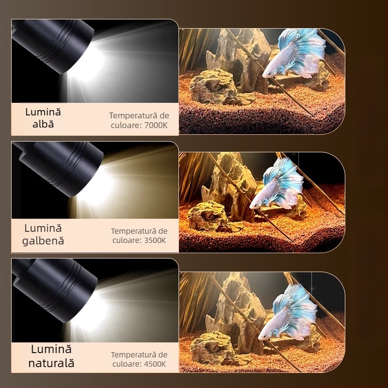 Lampa LED pentru acvariu cu focalizare reglabilă și zoom, aliaj de aluminiu, 3W