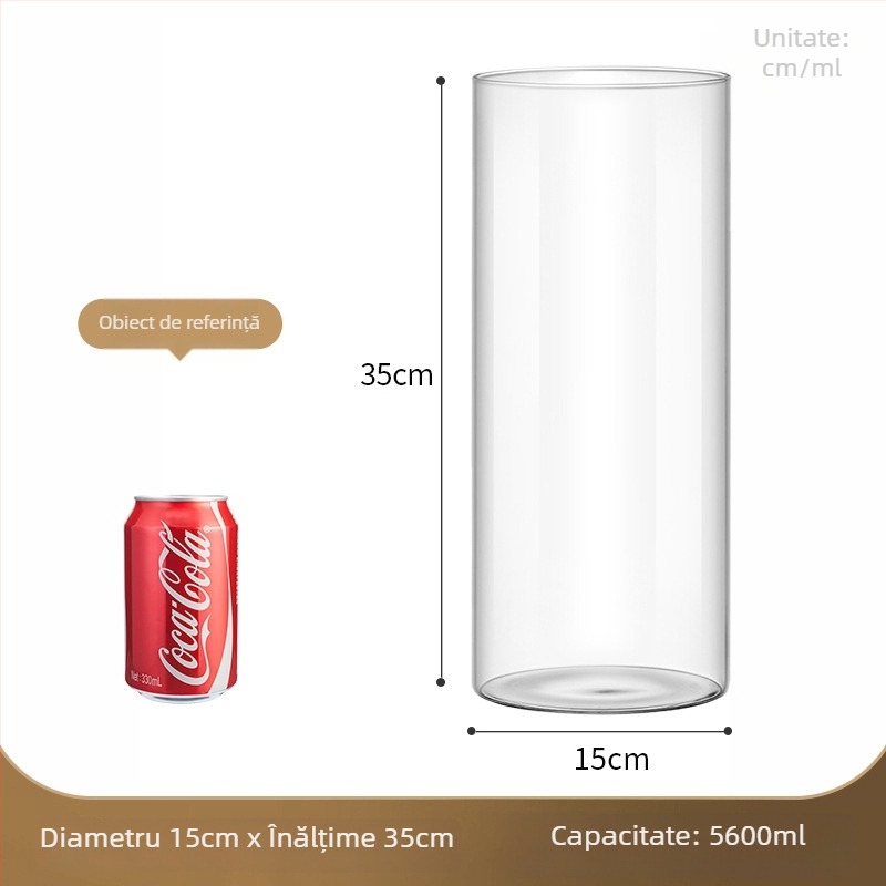 Vază din sticlă transparentă pentru micro peisaj, design cilindric, sticlă borosilicată, personalizabilă, Thick Glass