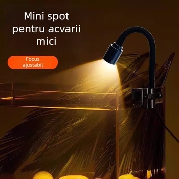 Lumină clip USB pentru acvariu, mini proiector, 5W, aliaj de aluminiu, 150 g