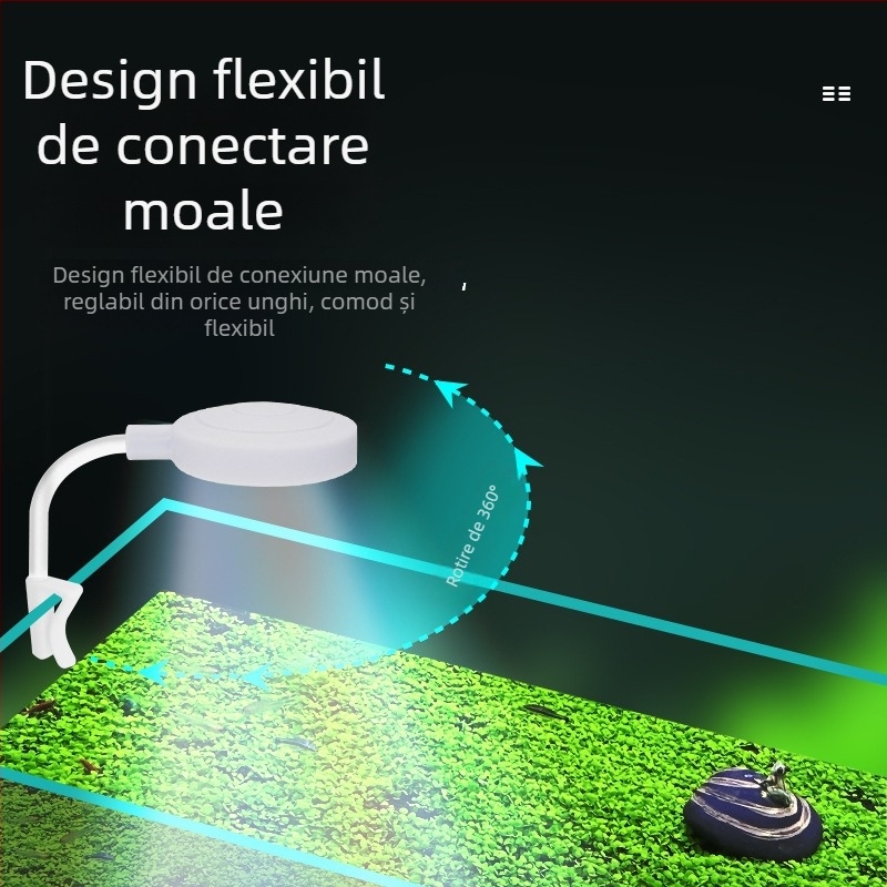 Lampa clip pentru acvariu - LED, alimentare USB, 3W, 70 g, iluminare pentru plante acvatice