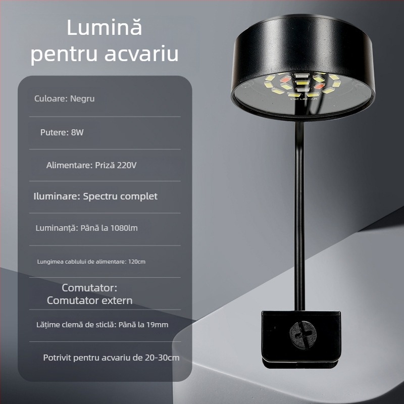 Iluminare LED pentru acvariu – spectru complet pentru plante acvatice – alimentare USB