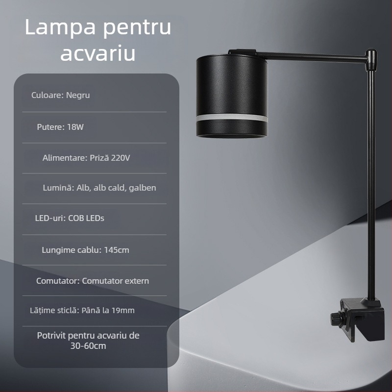 Iluminare LED pentru acvariu – spectru complet pentru plante acvatice – alimentare USB