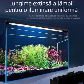 Lampă LED pentru acvariu, aliaj de aluminiu, 5W, rezistent la apă, spectru complet, suport telescopic pentru lampă