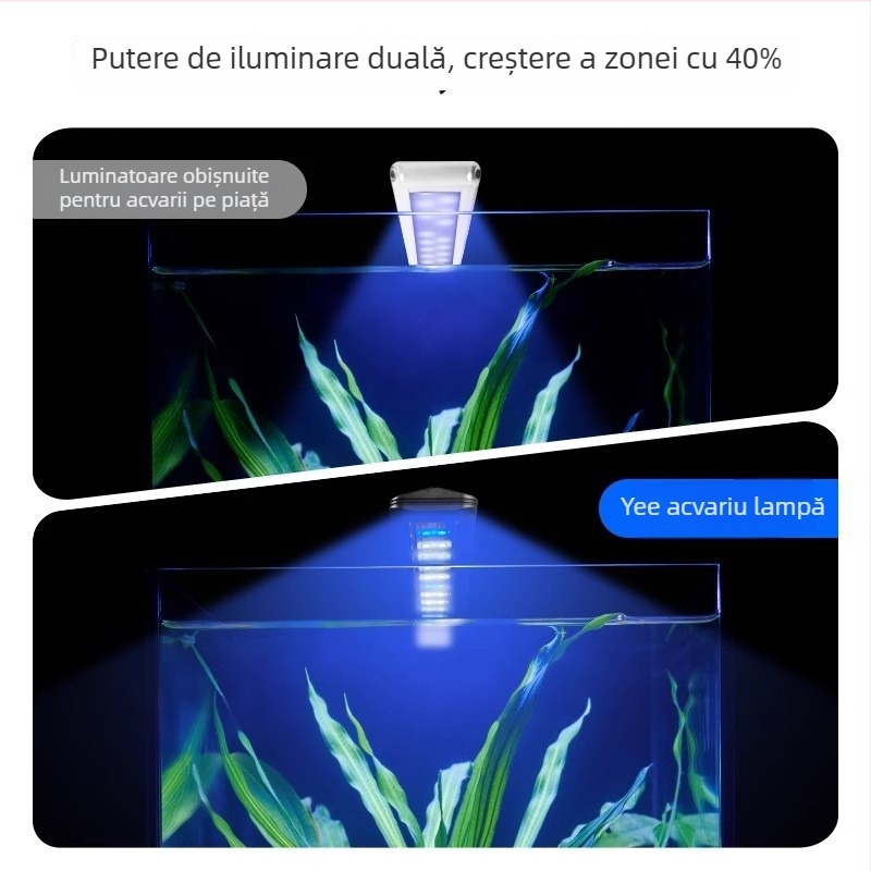 Lampa clip-on Yee pentru acvariu cu spectru complet, pentru acvarii plantate, 5W/7W/10W, 300 g