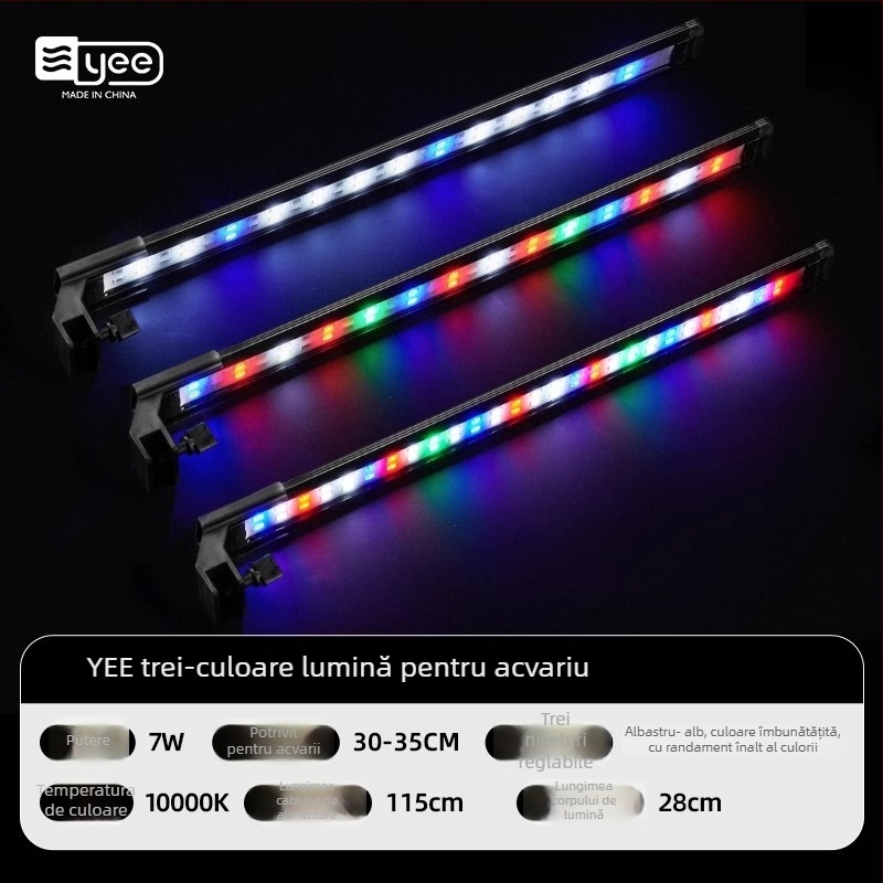 Lampa clip-on Yee pentru acvariu cu spectru complet, pentru acvarii plantate, 5W/7W/10W, 300 g