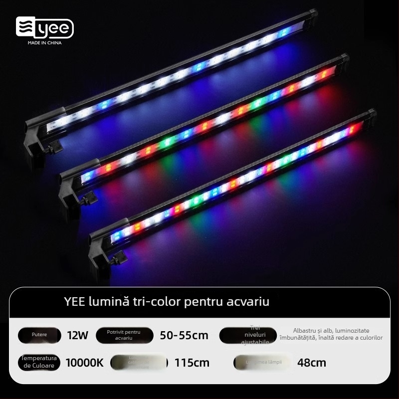 Lampa clip-on Yee pentru acvariu cu spectru complet, pentru acvarii plantate, 5W/7W/10W, 300 g