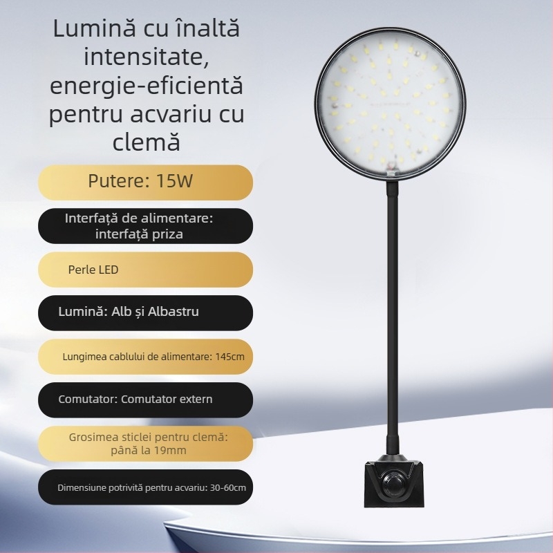 Naichong Lampa LED USB pentru acvariu, clip-on – iluminare pentru plante acvatice, economie de energie LED