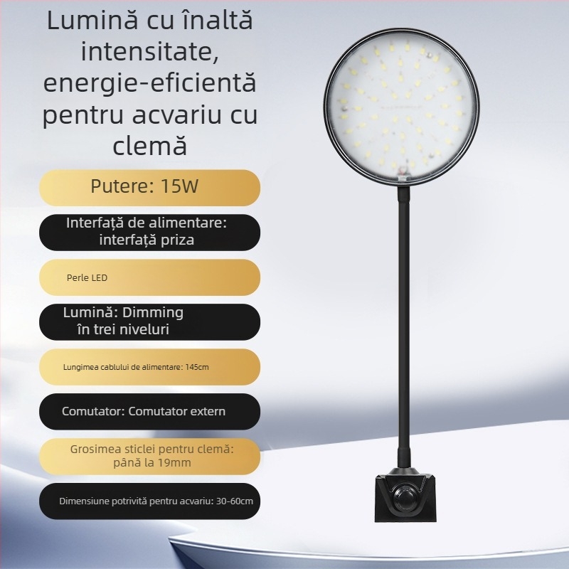 Naichong Lampa LED USB pentru acvariu, clip-on – iluminare pentru plante acvatice, economie de energie LED
