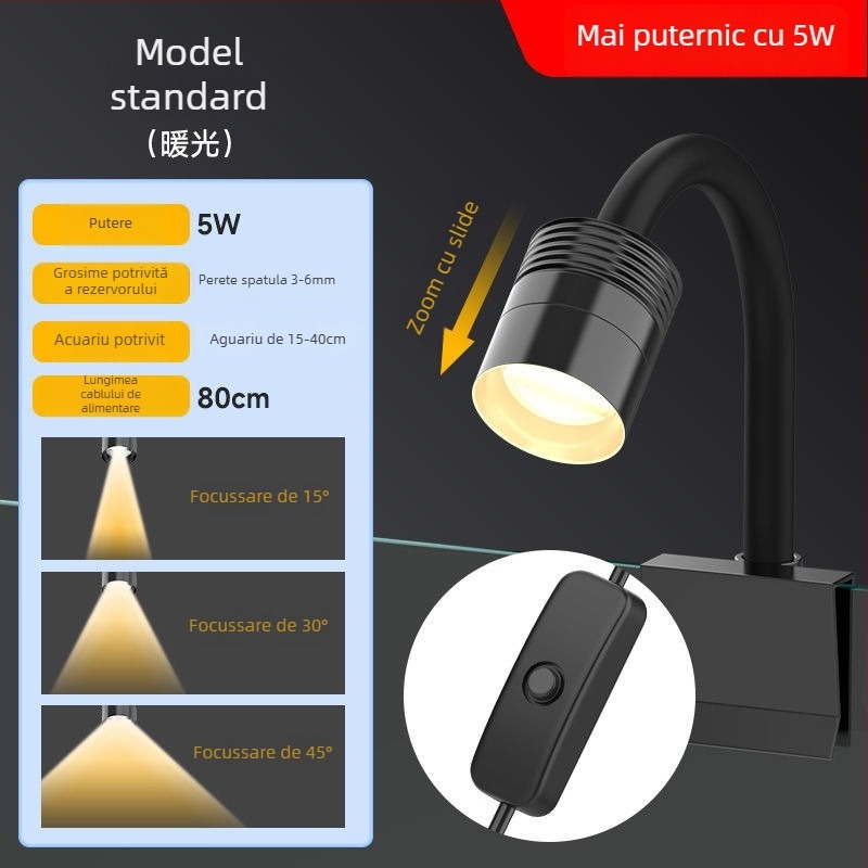 Parker USB mini spot pentru acvariu, 5W, corp din plastic, 102 g