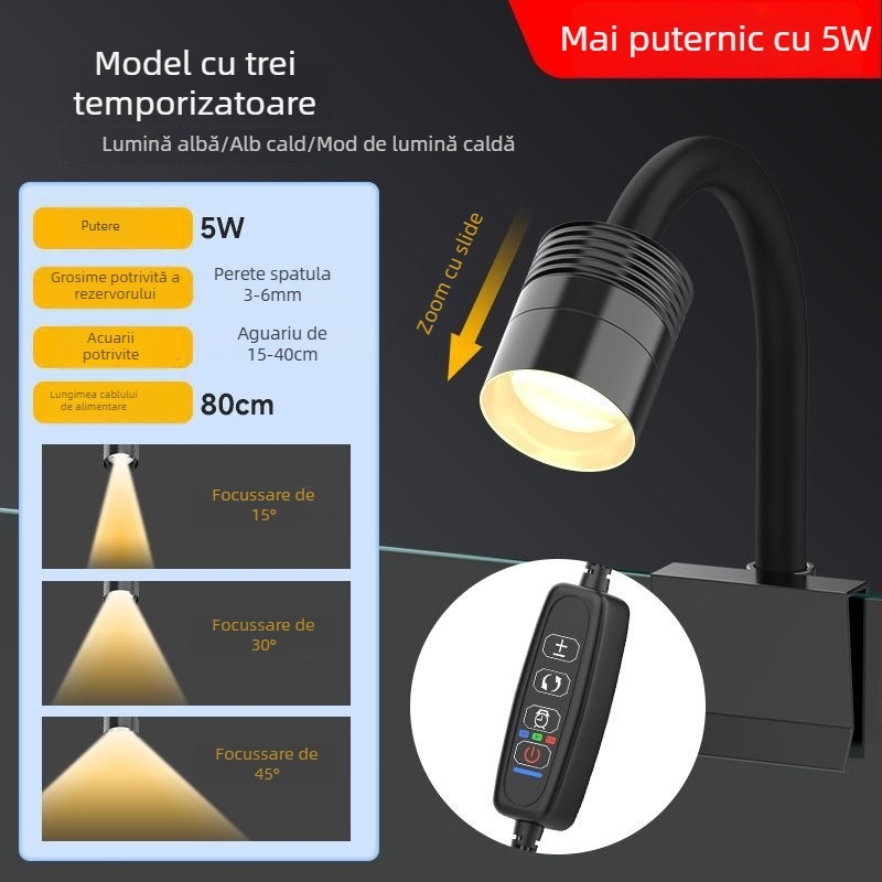 Parker USB mini spot pentru acvariu, 5W, corp din plastic, 102 g