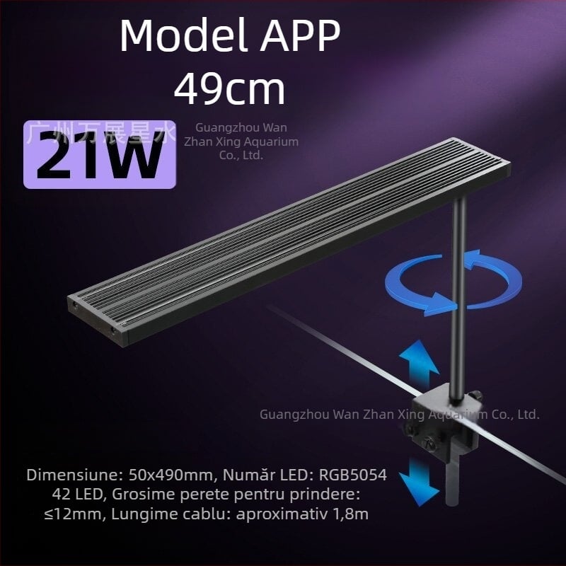 Lumină LED inteligentă pentru acvariu, cu spectru complet, 12–24W, 0,4 kg