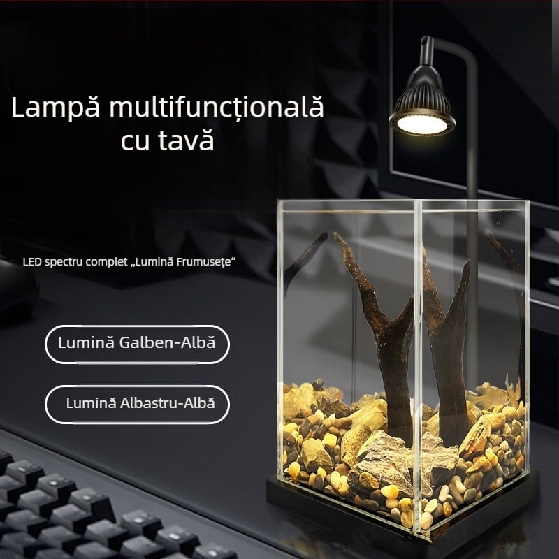 Iluminare LED pentru acvariu – spot de birou cu bază, pentru plante acvatice, micro-peisaje și mușchi, marca Yikoda