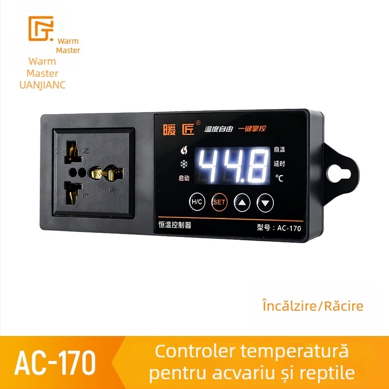 Controler de temperatură pentru acvariu cu senzor, afișaj digital și priză, reglare inteligentă a temperaturii, precizie 1°