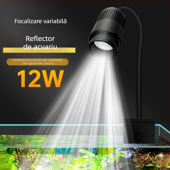 Lumină LED clip-on pentru acvariu, impermeabilă, spectru complet, fascicul reglabil, carcasă din aliaj de aluminiu, putere 3W–12W