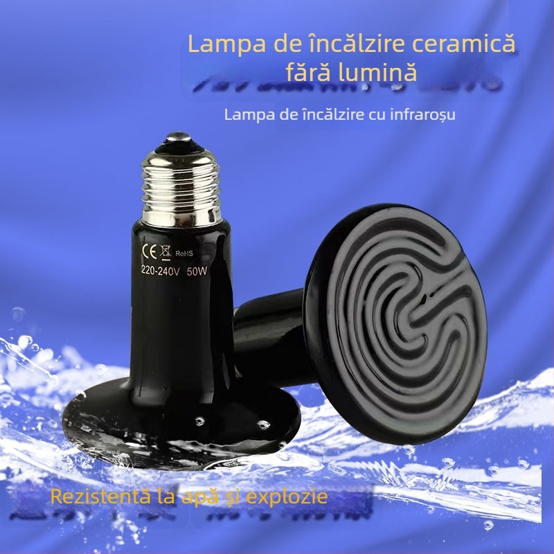 Lampă ceramică de încălzire pentru reptile, lampă fără reflexie pentru încălzire, mică lampă nocturnă cu controlul temperaturii