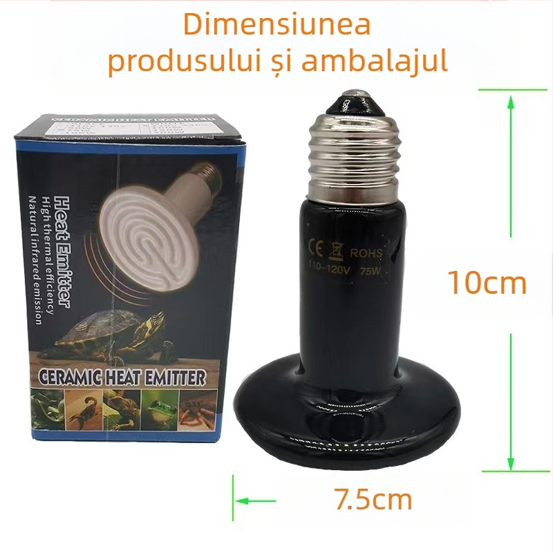 Lampă ceramică de încălzire pentru reptile, lampă fără reflexie pentru încălzire, mică lampă nocturnă cu controlul temperaturii