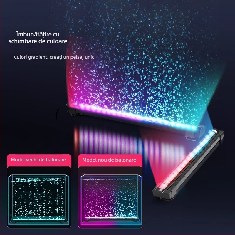 Lumină LED pentru acvariu cu bule, iluminare gradientă, oxigenare și decorare – 1–6W, 300g, Autonomous OEM