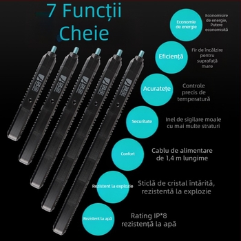 Bară de încălzire pentru acvariu, sticlă de cuarț, control automat al temperaturii cu lampă, marca AquaBlue/Blue Treasure, 1 kg