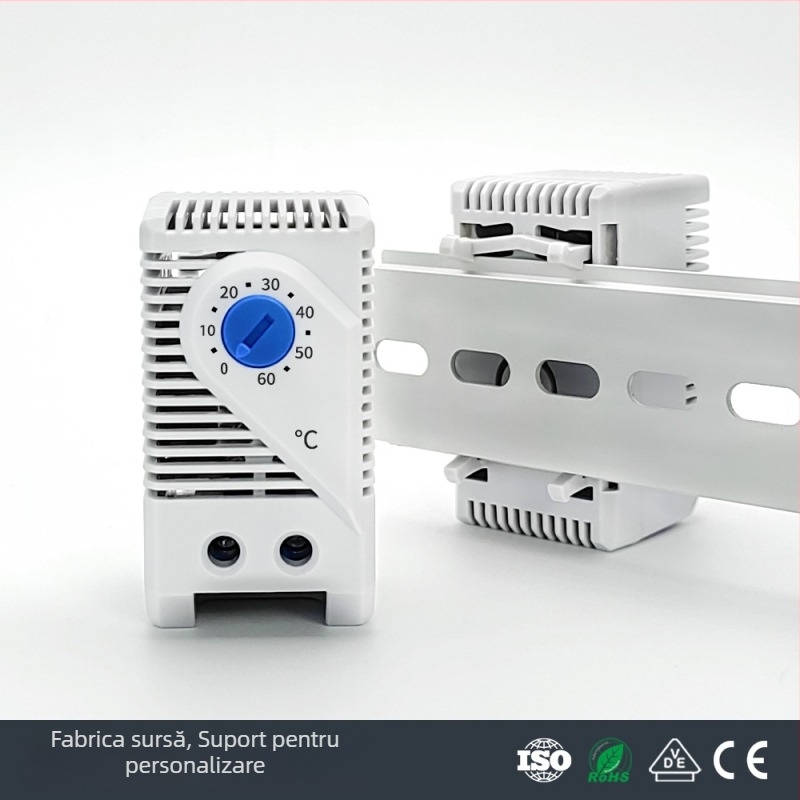 Termostat reglabil pentru ventilator de dulap, controler mecanic de temperatură montat pe DIN, 220 V, ieșire 10, durată de viață 100000