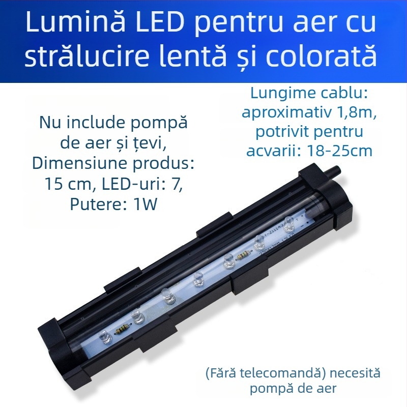 Lampă LED pentru acvariu cu bule, telecomandă, submersibilă, decorativă, putere 1–6W, greutate 100 g