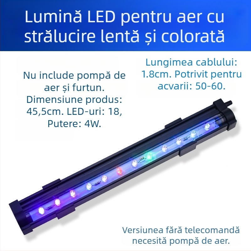 Lampă LED pentru acvariu cu bule, telecomandă, submersibilă, decorativă, putere 1–6W, greutate 100 g