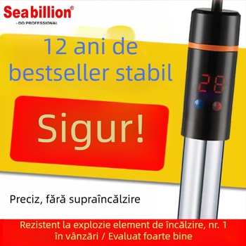Rod de încălzire din oțel inoxidabil pentru acvariu, rezistent la explozie, control automat al temperaturii, 200W/300W, mini încălzitor pentru acvariu de țestoase
