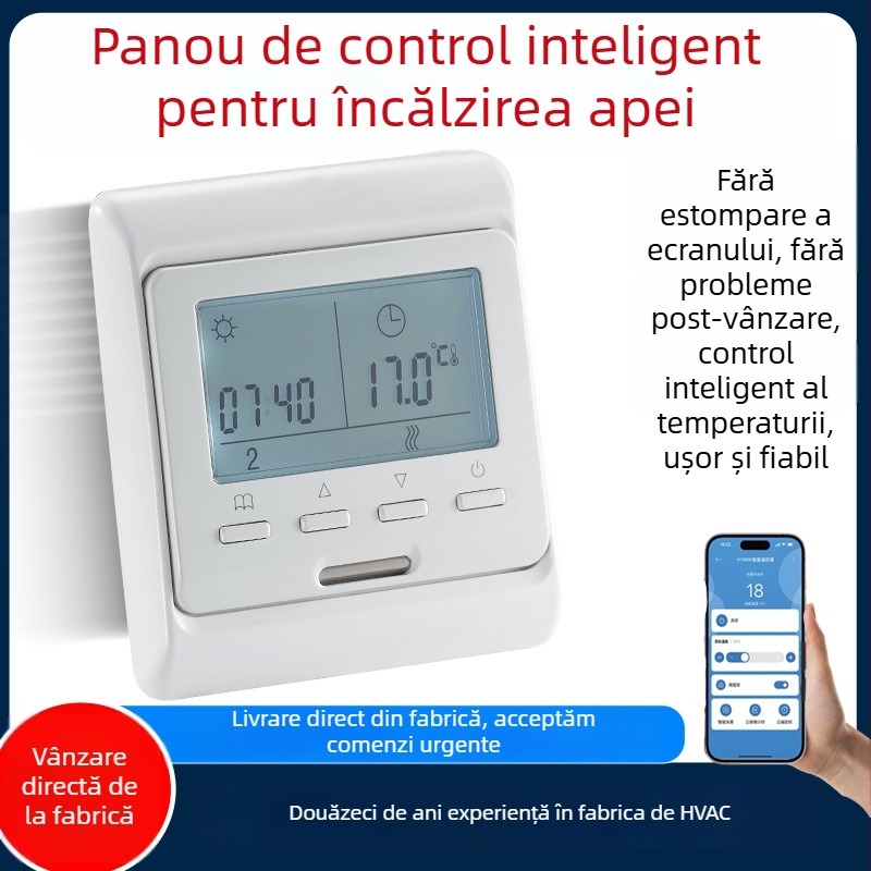Termostat digital montat pe perete pentru încălzire prin apă prin pardoseală și climatizare centrală în casă, controlul temperaturii din încăpere, montaj pe perete, 220V AC