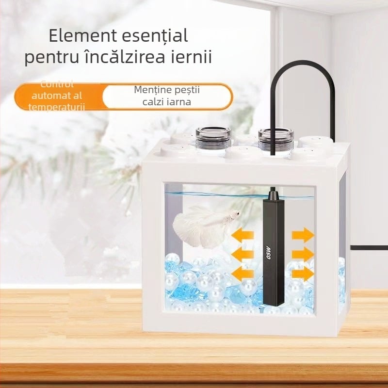 Tijă încălzitoare pentru acvariu, oțel inoxidabil, alimentare USB, 5W/10W, control automat al temperaturii