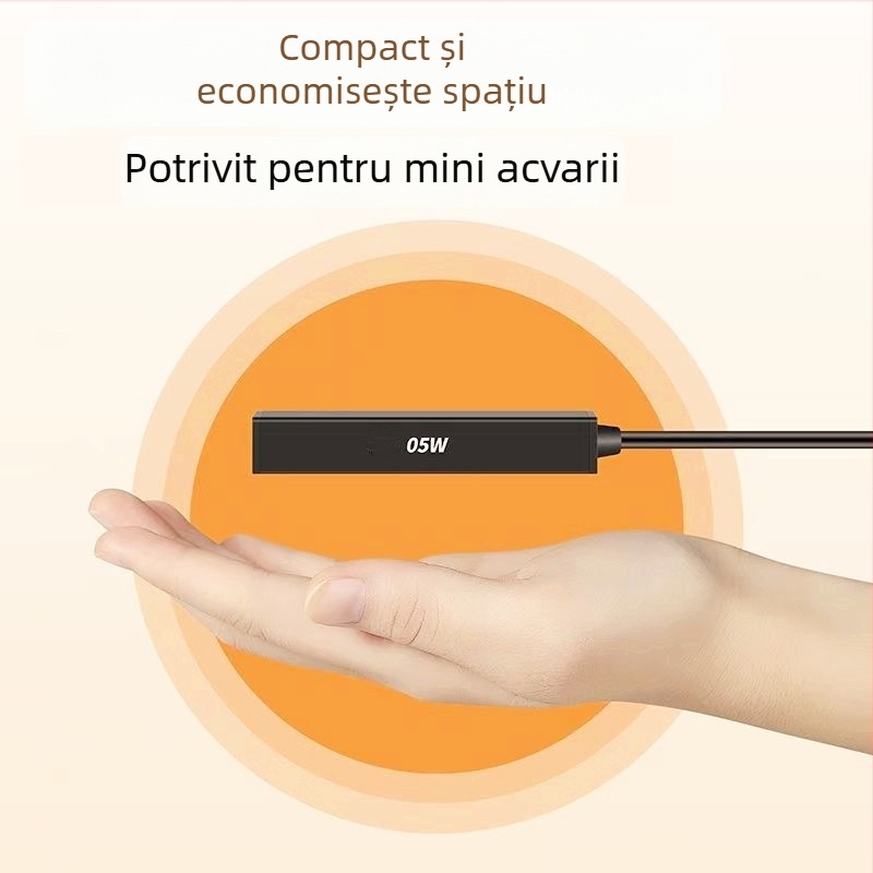 Tijă încălzitoare pentru acvariu, oțel inoxidabil, alimentare USB, 5W/10W, control automat al temperaturii