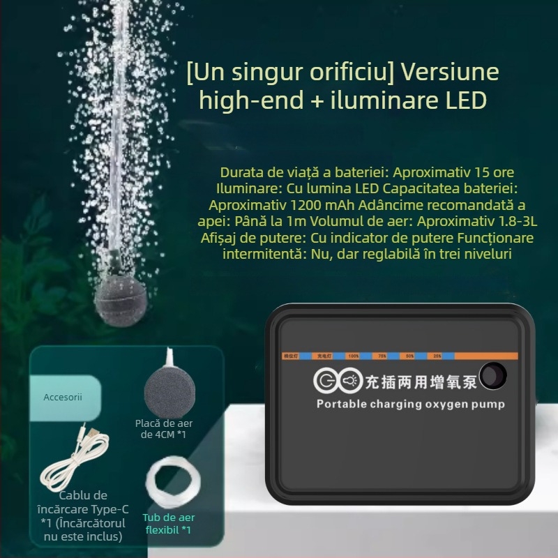 Pompa portabilă USB de oxigen cu LED pentru pescuit – dual-use (Nu este importat · Altă regiune · Comerț transfrontalier: Da)