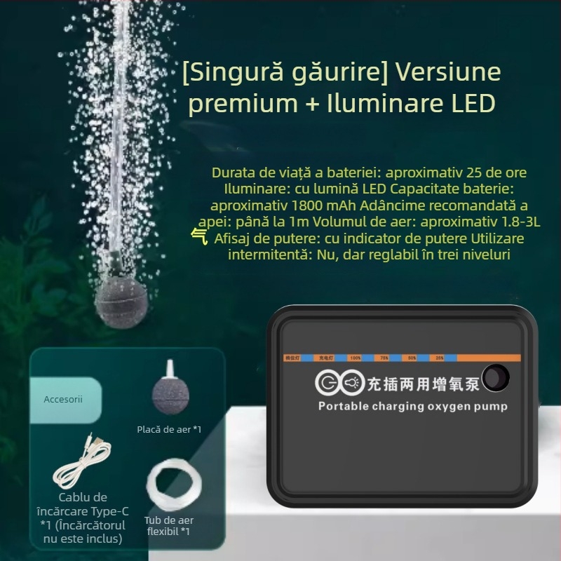 Pompa portabilă USB de oxigen cu LED pentru pescuit – dual-use (Nu este importat · Altă regiune · Comerț transfrontalier: Da)