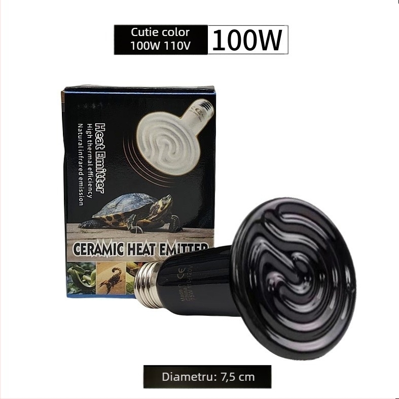 Lampă ceramică de încălzire pentru reptile, fără iluminare, 25W–200W, 170 g