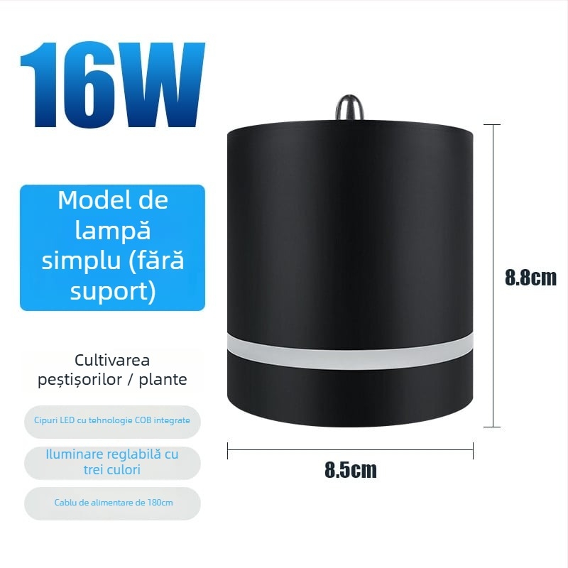 Lampa LED clip pentru acvariu, pentru acvarii plantate, corp din aliaj de aluminiu, 16W, iluminare pentru creștere, brand Yikeda