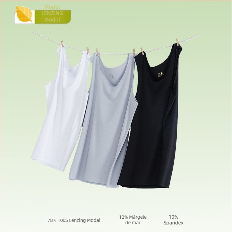 Vesta bărbătească fără cusături din Modal, 70–80% Modal, elastică, antibacteriană, ultra-subțire de vară