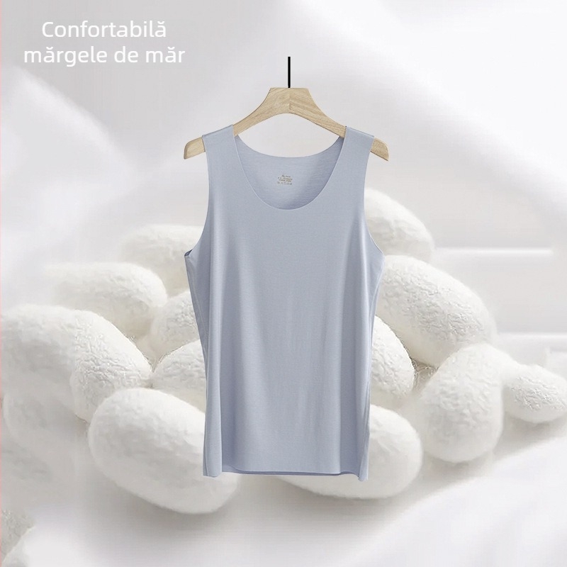 Vesta bărbătească fără cusături din Modal, 70–80% Modal, elastică, antibacteriană, ultra-subțire de vară