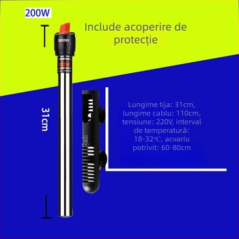 Songbao tijă de încălzire din oțel inoxidabil pentru acvariu, 400 g, model SB, control automat al temperaturii