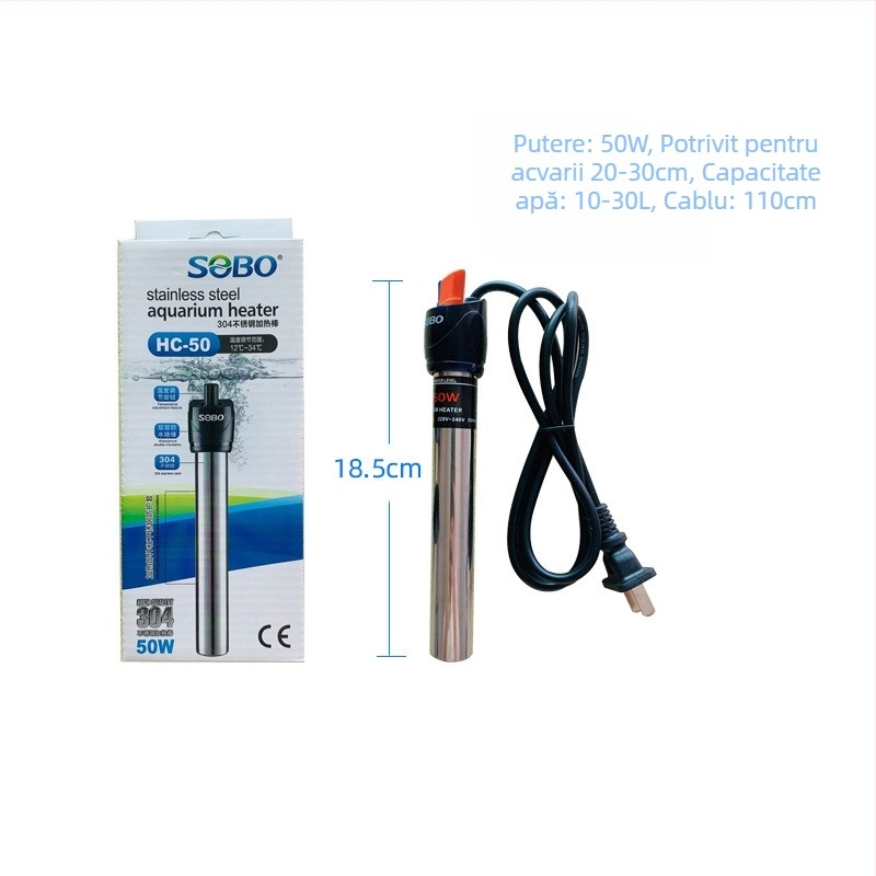 Songbao tijă de încălzire din oțel inoxidabil pentru acvariu, 400 g, model SB, control automat al temperaturii