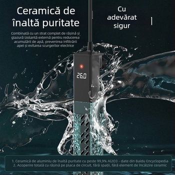 Sondă de încălzire ceramică pentru acvariu cu frecvență variabilă, control automat al temperaturii, reglare precisă a temperaturii; Putere 50–500W, 428g, Model sz2025071503