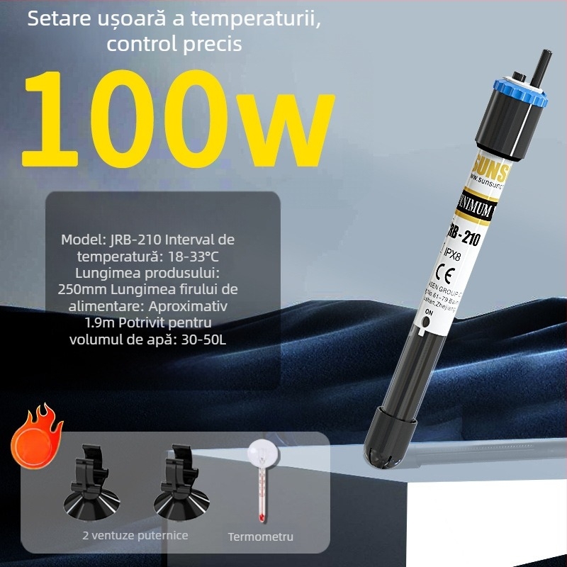 Sârmă de încălzire pentru acvariu, tub de cuarț, seria JRB, brand Jialu, putere 50–500 W